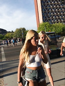 Sexy Teen Candid - Braless With Purse Strap Between Boobs