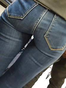 Nice Brunette With A Sweet Small Ass In Tight Jeans