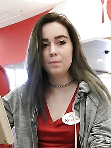 Pretty Brunette Cashier At Target
