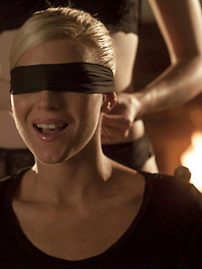 Blindfolded Blonde Enjoying Bdsm Lezdom Torture,  Courtesy Of A R