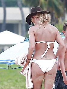 Britney Spears White Bikini 2016