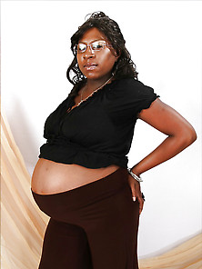Pregnant Ebony In Glasses
