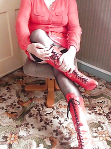 Red Boots With Mini Skirt