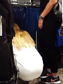 Candid Voyeur Hot Blonde In Tight Short Dress Shopping Mall