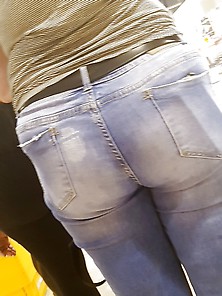 Nice Milf Ass In Blue Jeans At Store