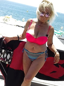 Italian Granny Big Tits On The Beach