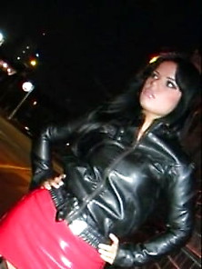 Czarna Kamila In Leather Mini Skirt And Jacket