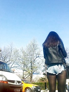 Spy Hot Ass,  Shorts And Nylon Sexy Girl Romanian