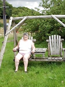 Fat Grandma Sits Wooden