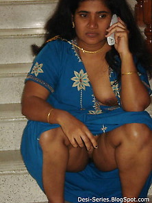 Indian Tamil Mature Aunty In Blue Nighty Looking Sexy & Big