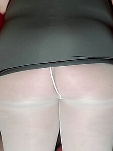 Bbw Big Ass In Mini Skirt And White Pantyhose