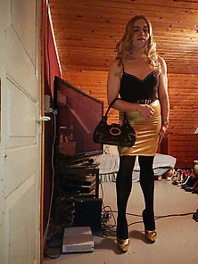 Gold Skirt And Heels