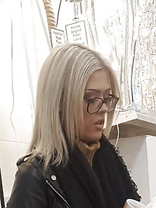 Candid Sexy Blonde Shopping