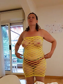Chubby In Yellow Fishnet