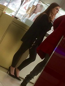 Candid Hot Young Seller In High Heels