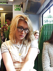 Blonde's Legs Open On A Train