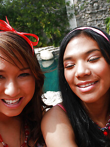 Black Girl In Pink Headband And Lesbian Friend Have Fun By Cadil