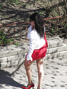 Candid Street Pantyhose -Tights #027 Red Shoes And Tan Ph