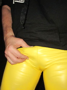 My Tight Shiny Yellow Pants With Male Cameltoe