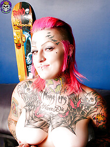 Hot Tattooed Punk Rock Babe Naked In Loft