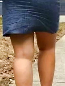 Candid Sexy Plump Legs In Skirt