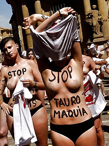 Naked Protest In Spain