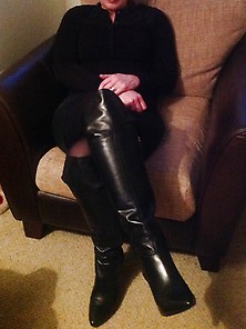 Knee Boots And Leather Leggings