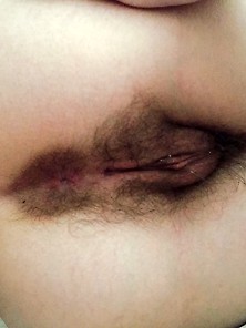 Girlfriend's Hairy Pussy,  Arsehole And Creampie