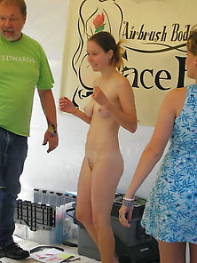 Cute Girl Is Only One Nude At Public Event