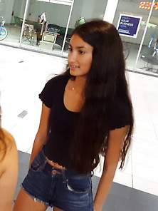 Candid Voyeur Skinny Hot No Tits Teen With Thick Friend Mall