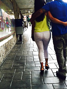 Candid Tight White Pants Sweet Ass 001