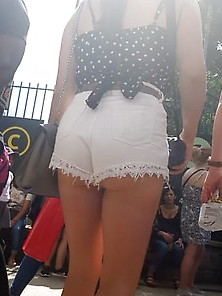 Brunette In White Shorts