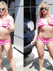 Stacy Brassiere Buster Fills Tiny Pink String Bikini