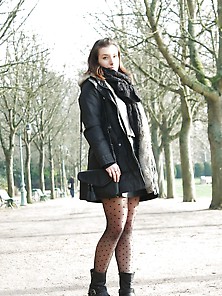 Pretty Girl Posing In Black Stockings And Heels