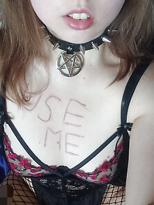 Teen Goth Slut Shows Of Her Body,  Asking To Be Used