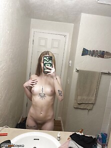Blonde Slut Showing Her Pussy