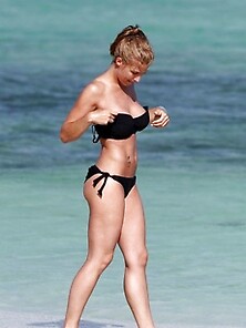 Gemma Atkinson Black Bikini Candids In Aruba