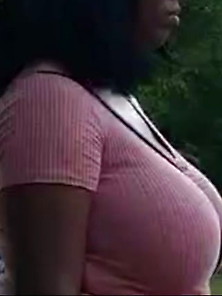 Candid Big Ebony Tits At The Park