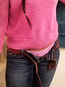 Wife Sexy Jeans With Pink Lace Thong