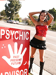 This Dark Haired Psychic Bitch In Red Is Eager To Test A Handsom
