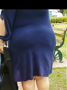 Candid Big Ass,  Thick Legs In Blue Dress