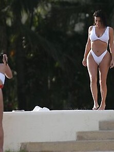 Kim Kardashian Wet T Shirt And Bikini On A Beach In Mexico