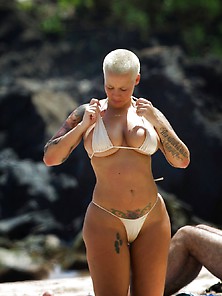 Amber Rose Topless And G-String Cameltoe In Maui