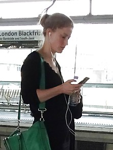 Candid Street Pantyhose - Brit Cunt At The Station