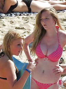 Busty Teen Blonde In Bikini With Big Juggs