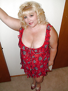 My Wife #14 Red Lingerie & Fuzzy Wht-Red Mules