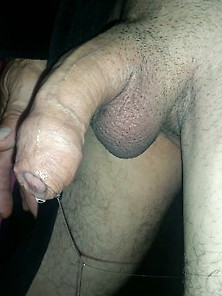 Precum Flowing Out My Horny Uncut Cock