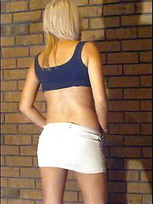 White Mini Skirt Striptease