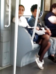 Beauty Legs With Black Stockings (Teen) Candid