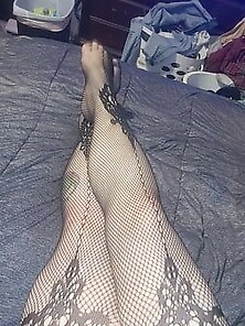 Bbw Playing In Sexy Blue Lingerie And Fishnets